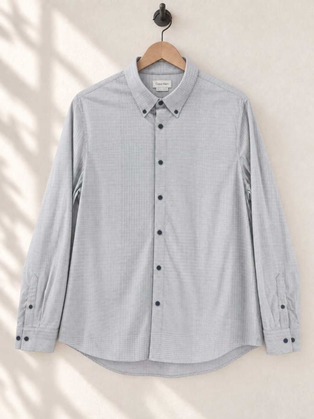 Calvin Klein, Button-Down Shirt, Grey Check, Size Men's XL